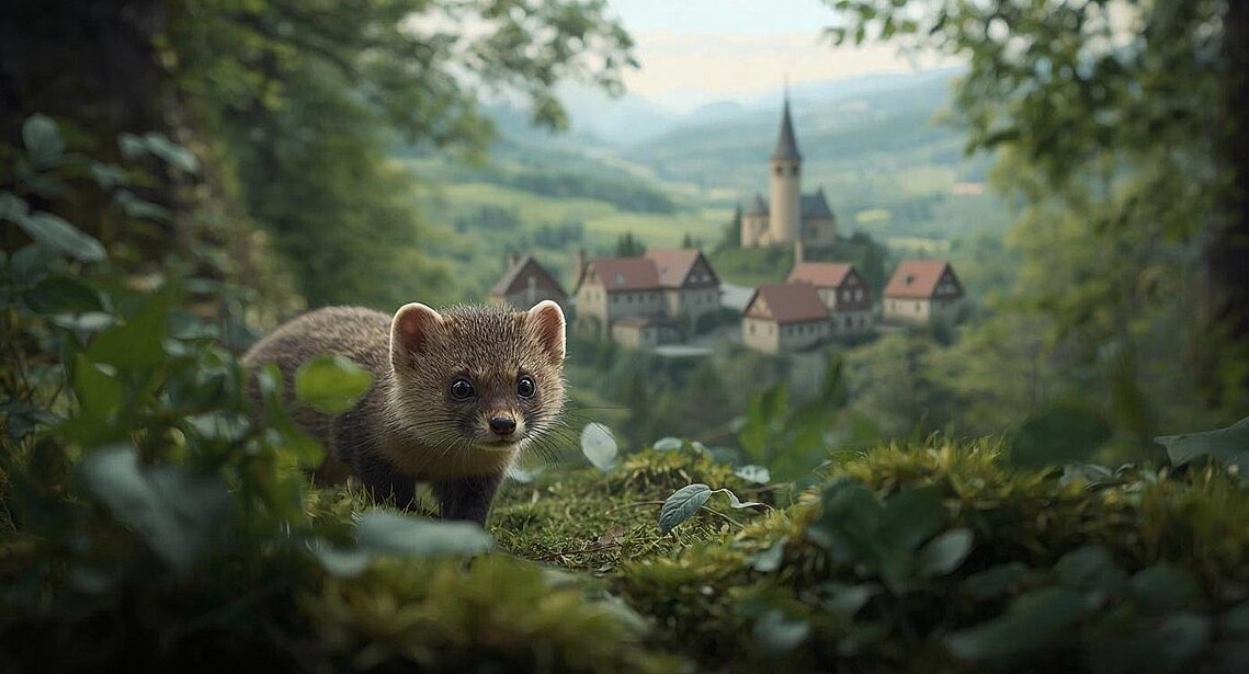 Weißkehlchen - die Geschichte eines Steinmarders von Kurt Bachor, Hinweis: Bild ist KI-generiert