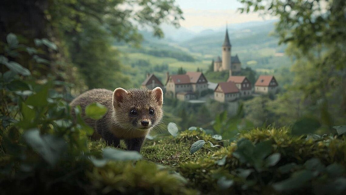 Weißkehlchen - die Geschichte eines Steinmarders von Kurt Bachor, Hinweis: Bild ist KI-generiert